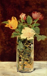 Rosen und Tulpen in einer Vase, 1883